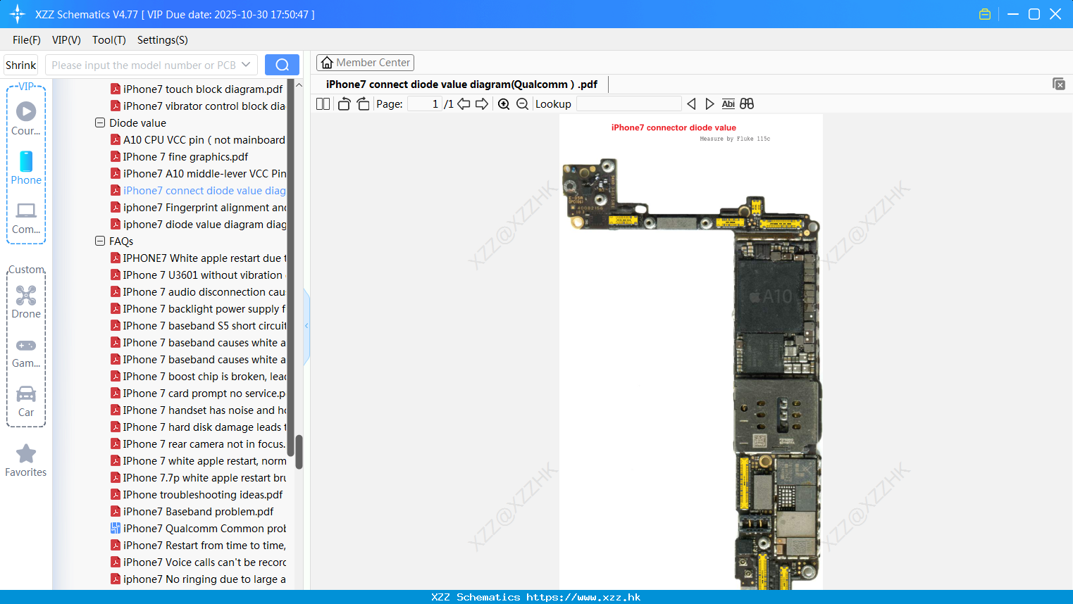 IPhone7 Connect Diode Value Diagram(Qualcomm